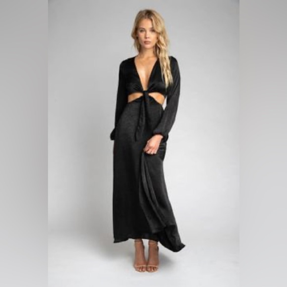 RESA textured black long sleeve maxi skirt set